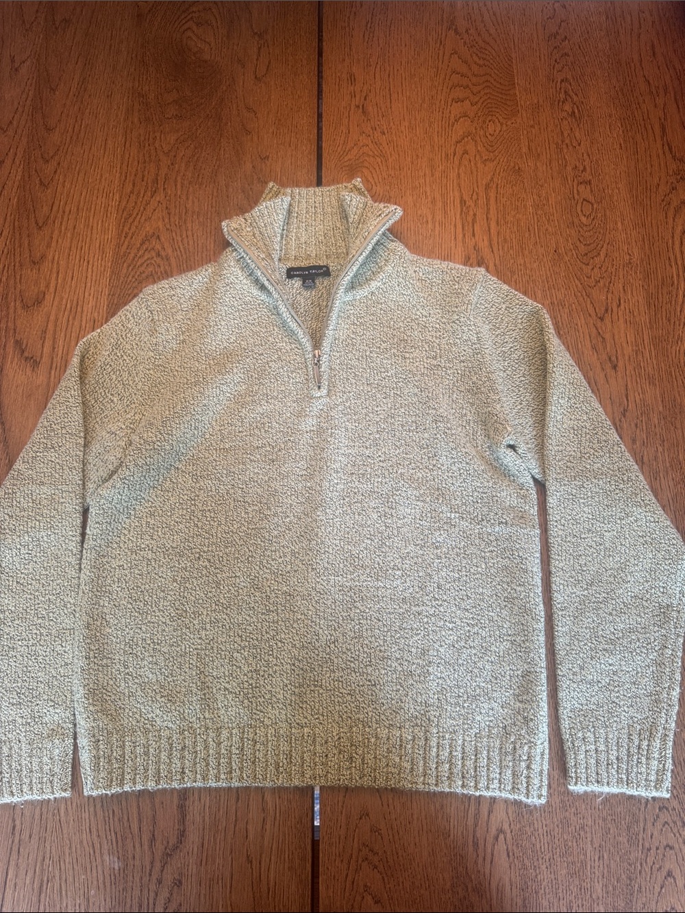 Carolyn Taylor Half-Zip Sweater Pullover - Light Heather Green
